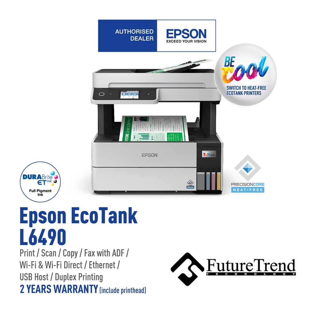 Epson Ecotank L6490 4in1 (Print,Scan,Copy,Fax) EcoTank Color Printer