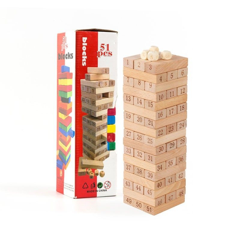 54pcs Mini Size Wooden Tower Building Blocks Toy Domino