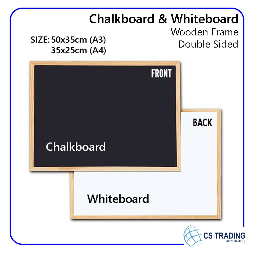Chalkboard A4 Double sided Blackboard 210mmx 300mm