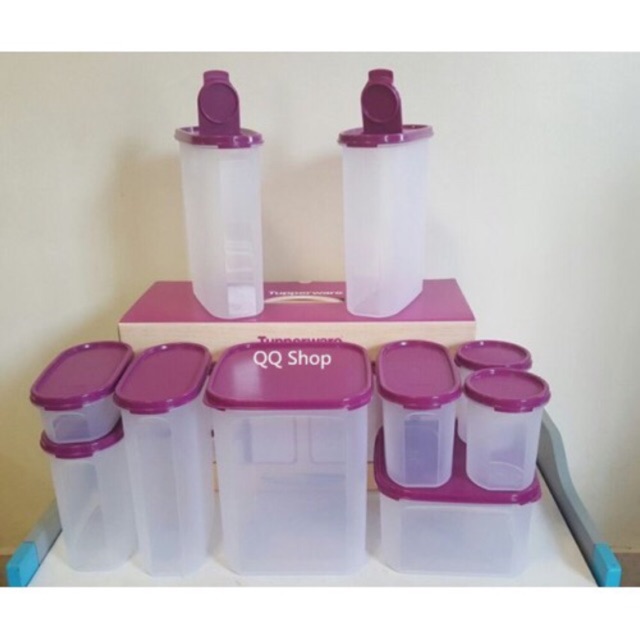 Tupperware mega modular mate purple set with box