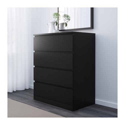 Ikea Malm Chest Of 4 Drawers Black Brown 80x101 Cm Shopee Malaysia