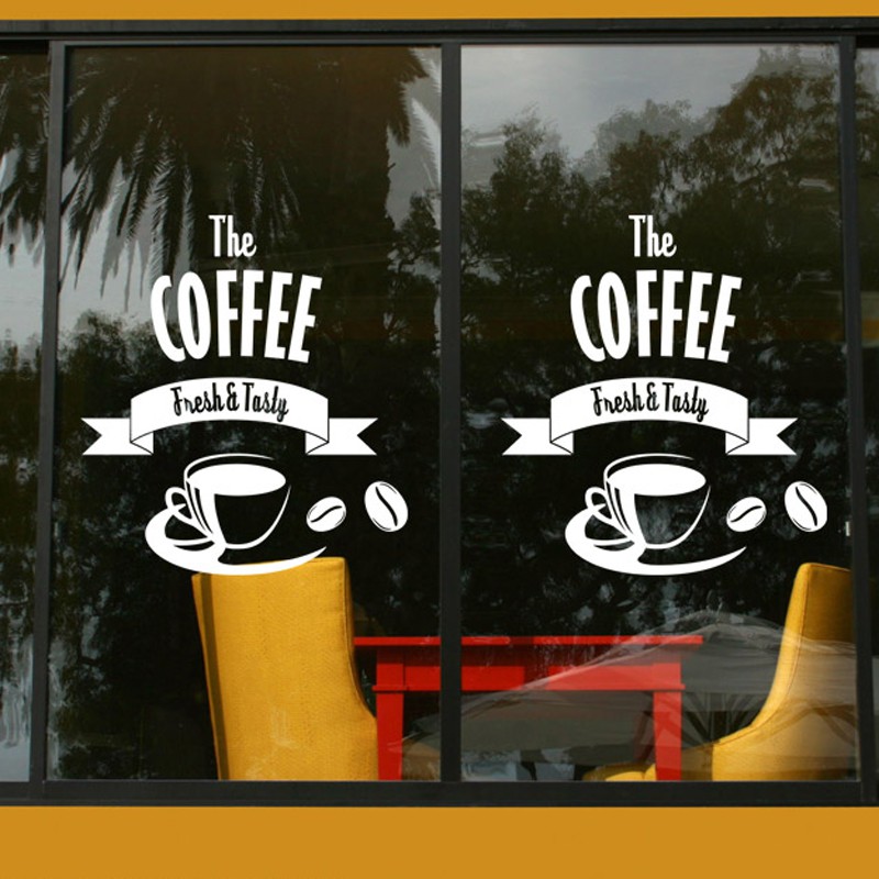 Coffee Shop Sticker Cup Decal Cafe Poster Vinyl Art Wall Decals ...