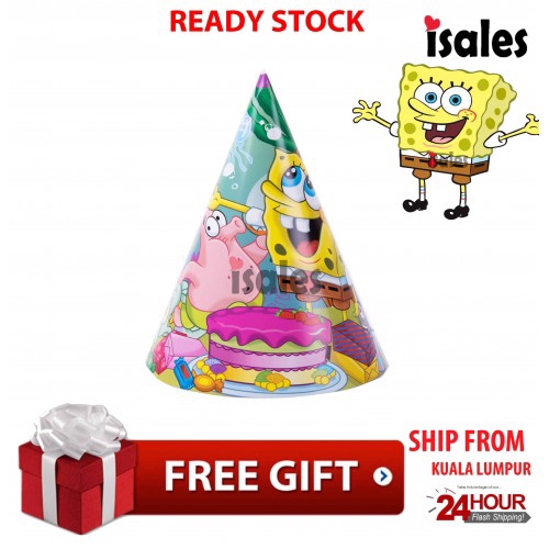 Isales Spongebob Party 6pcs Paper Cap Hat Kids Birthday Baby