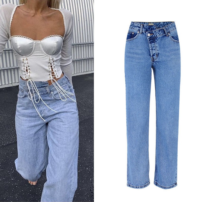 asymmetrical jeans