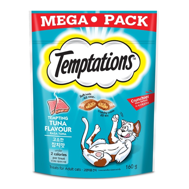 Temptations Chicken Tuna Salmon Cat Treats Value Mega Pack 160G ...