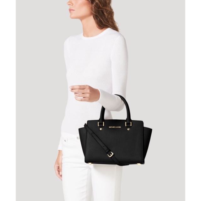 michael kors selma medium satchel black