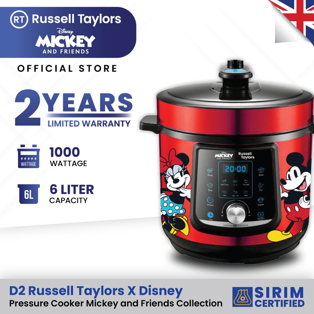 ✑Russell Taylors x Disney Mickey And Friends Pressure Cooker Rice Cooker with Stainless Steel Pot 6L D2