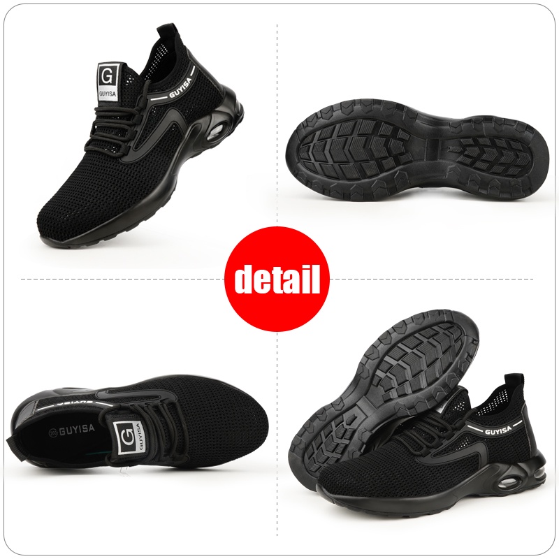 Guyisa safety shoes black hammer steel toe Breathable and lightweight  Anti-smashing and anti-piercing fashion working shoes Ready stock COD |  Shopee Malaysia