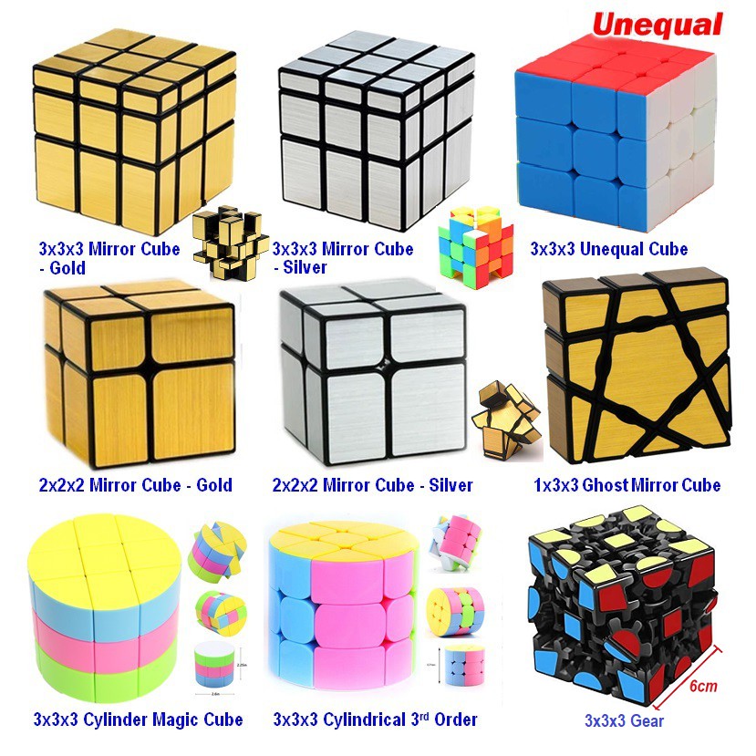 3x3x3  2x2x2 Mirror Cube Gold/Silver, 1x3x3 Ghost, Unequal, Inequilateral,  Cylinder, Cylindrical 3rd Order  Octagonal | Shopee Malaysia