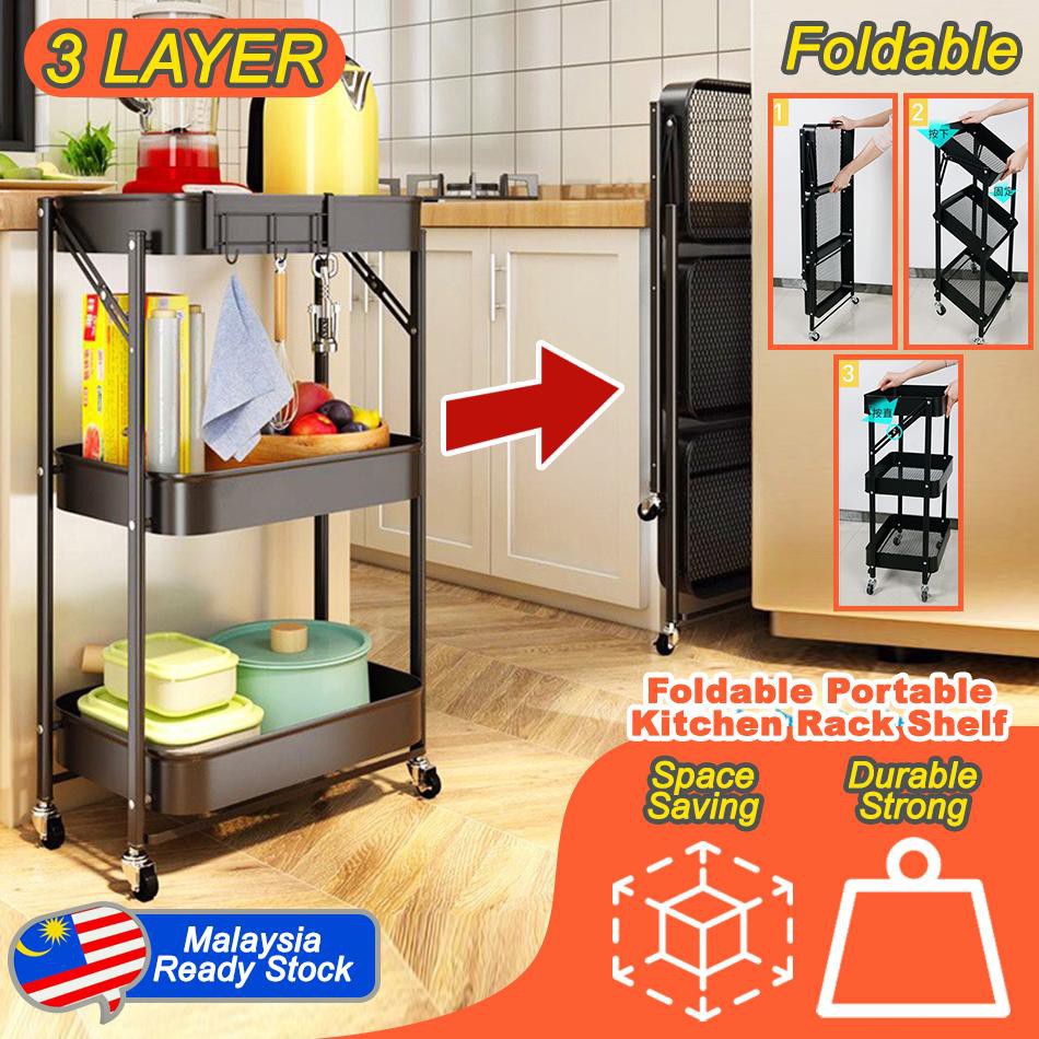 Yoyuu 3 LAYER Foldable Portable Space Saving Kitchen Storage Tray