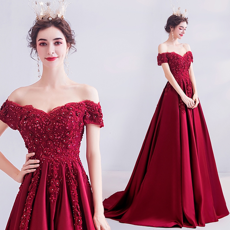 wine red dress for wedding