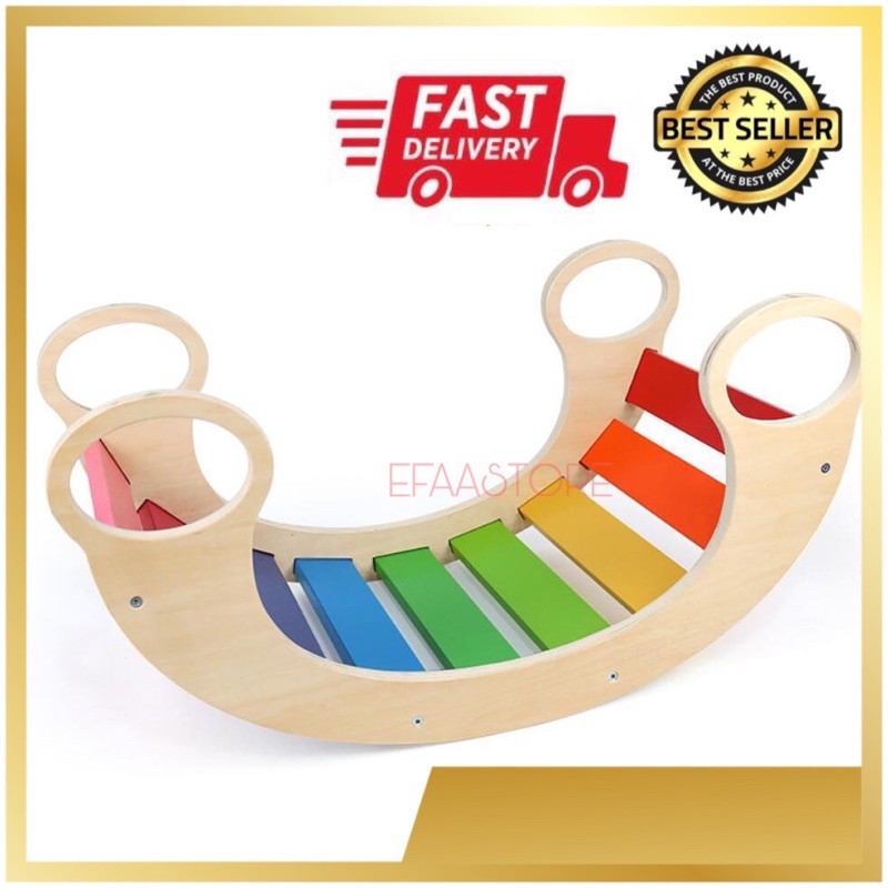Child Rocking Chair Wooden Rainbow Rocker Play Wood Rocking Chair for