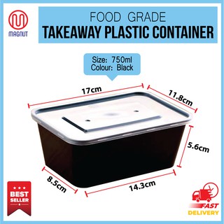 750ML Food Grade Take Away Container / Microwave Disposable Plastic Rectangular Food Container With Lid