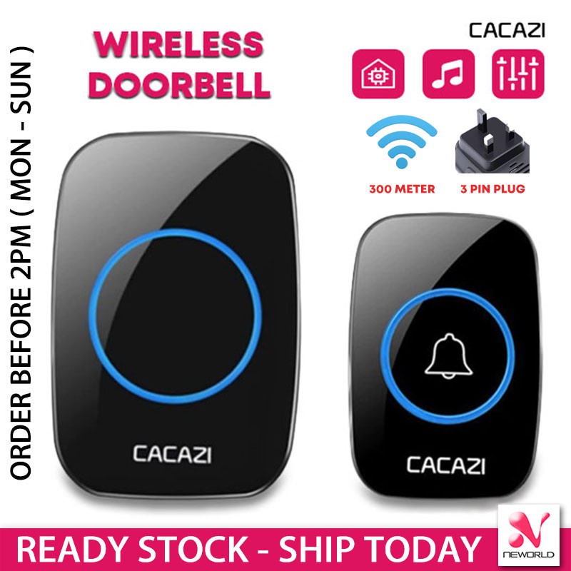 《 》Wireless 300M Waterproof Remote Door Bell UK EU Plug Digital Smart Home Doorbell Ring Loceng Pintu Rumah 門鈴