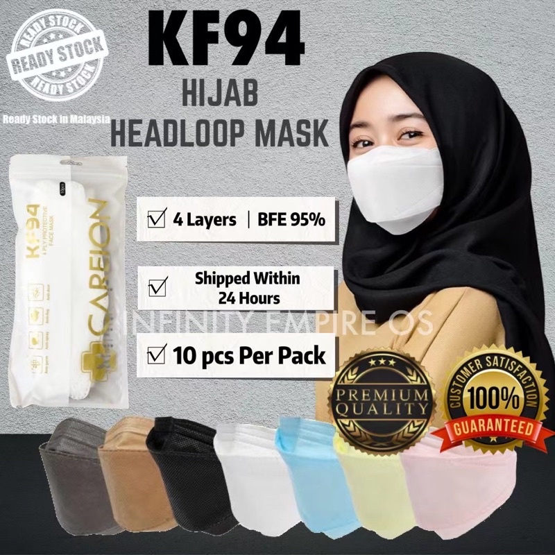 (KF94 MASK HEADLOOP) Korea KF94 ULTRA SOFT 4PLY HIJAB MASK KF94 MASK