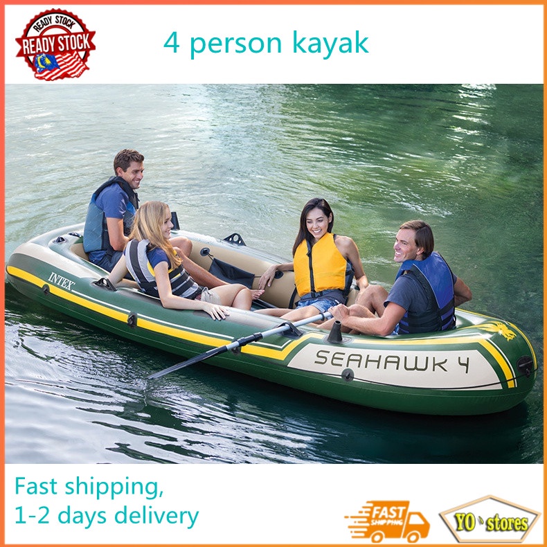 SEAHAWK 4 INTEX 68347 4 Person Kayak Rescue Fishing Inflatable Raft Rafting Boat