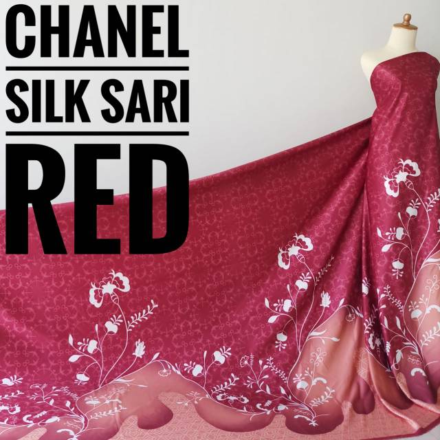 Last STOCK Chanel Silk Sari Red Meter Fabric (0.5M)