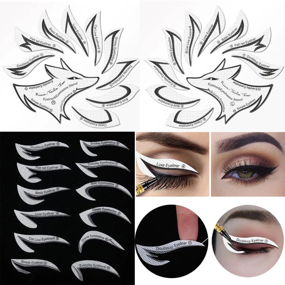 24 Pc Eyeshadow Stencil Set Professional Eyeliner Eyebrow Stencil 
