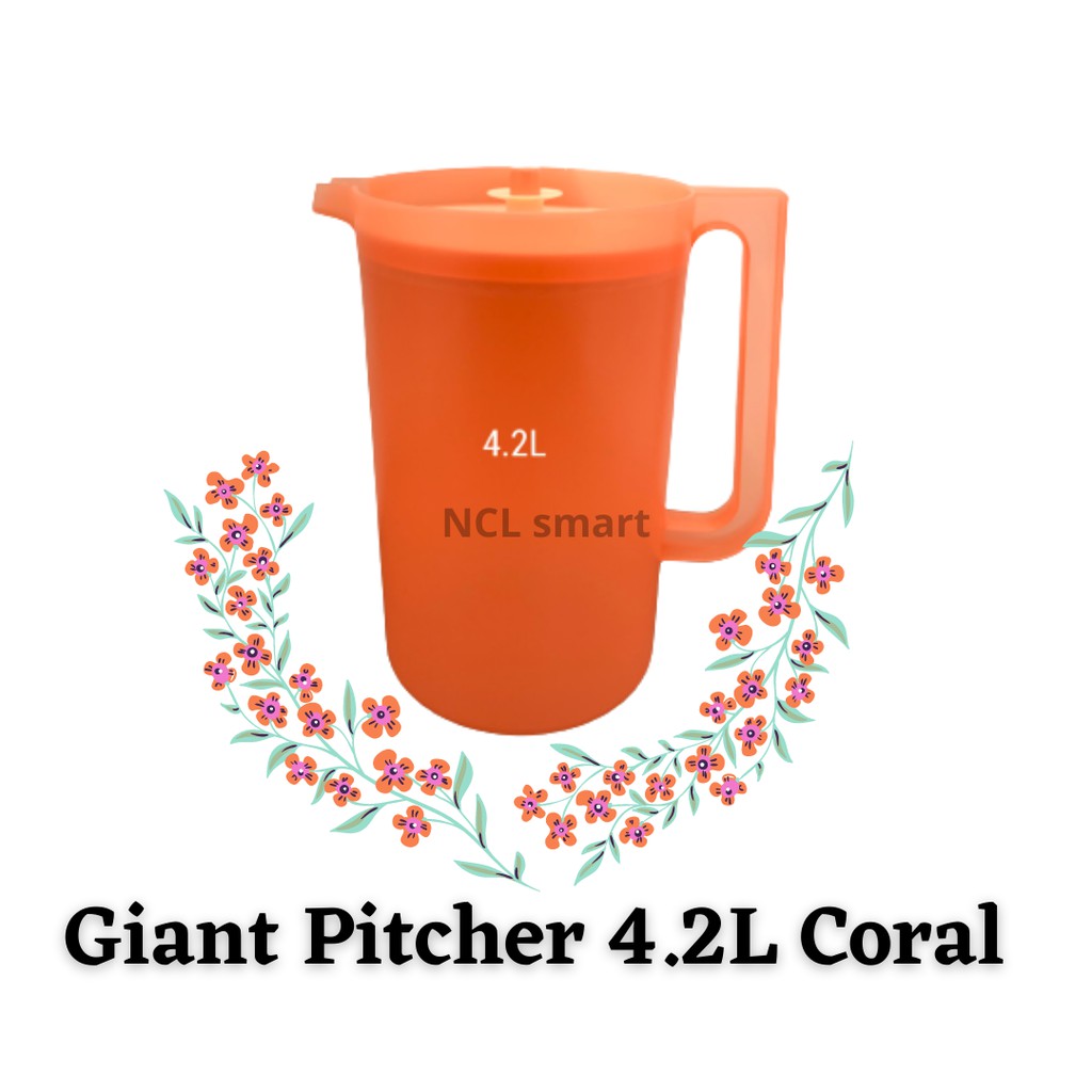 Tupperware Giant Pitcher 4.2L Coral Color Serving Jug Water Milo Orange