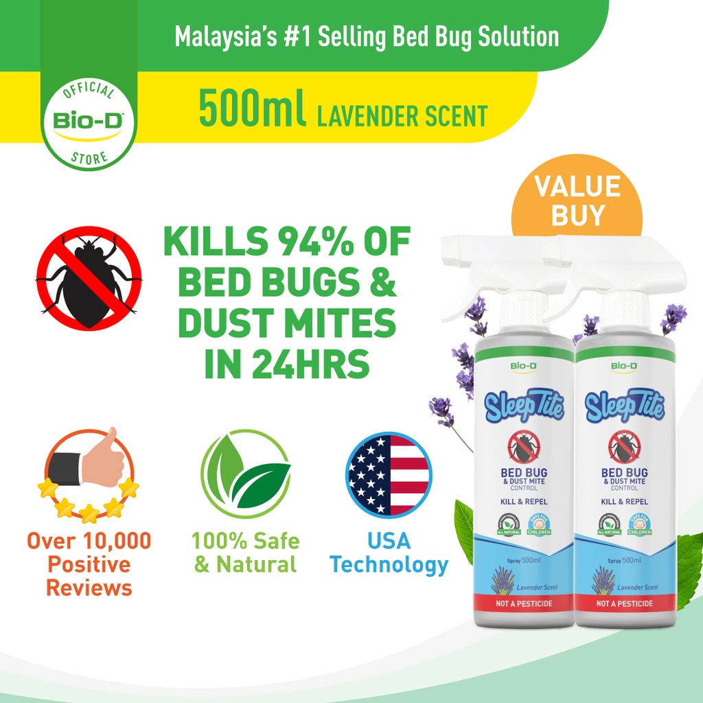 BioD SleepTite Bed Bug And Dust Mite Control Spray 500ml (Lavender