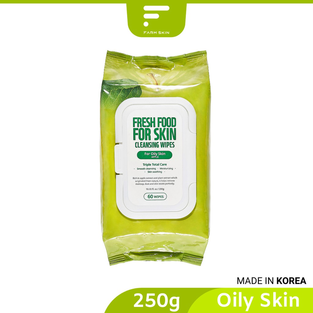 FARMSKIN FRESHFOOD Apple Facial Cleansing Wipes - Oily Skin (60's)