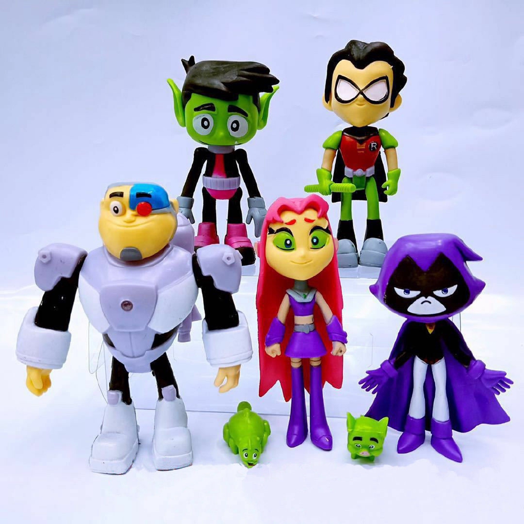 7pcs Set Action Figure Toy Teen Titans Go Robin Cyborg Beast Boy Starfire Raven Silkie Pvc Toys Shopee Malaysia - raven teen titans roblox