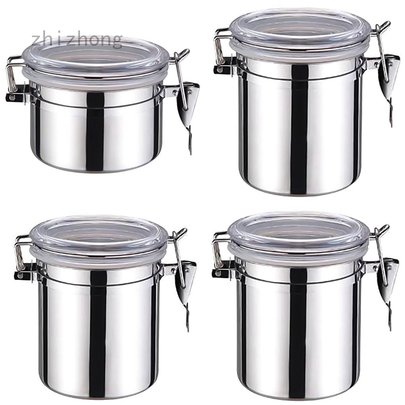 []Stainless Steel Kitchen Sealed Canister Coffee Flour Sugar Tea ...