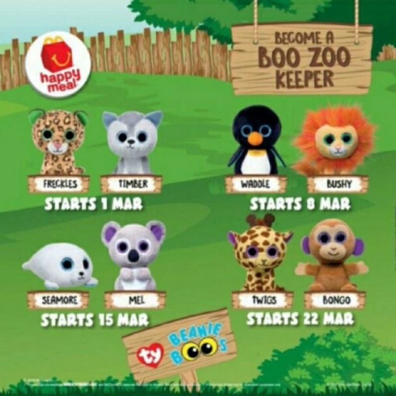 McDonald's Mcd Happy Meal Toy TEENIE BEANIE BOOS BOO ZOO BONGO Original TY  | Shopee Malaysia