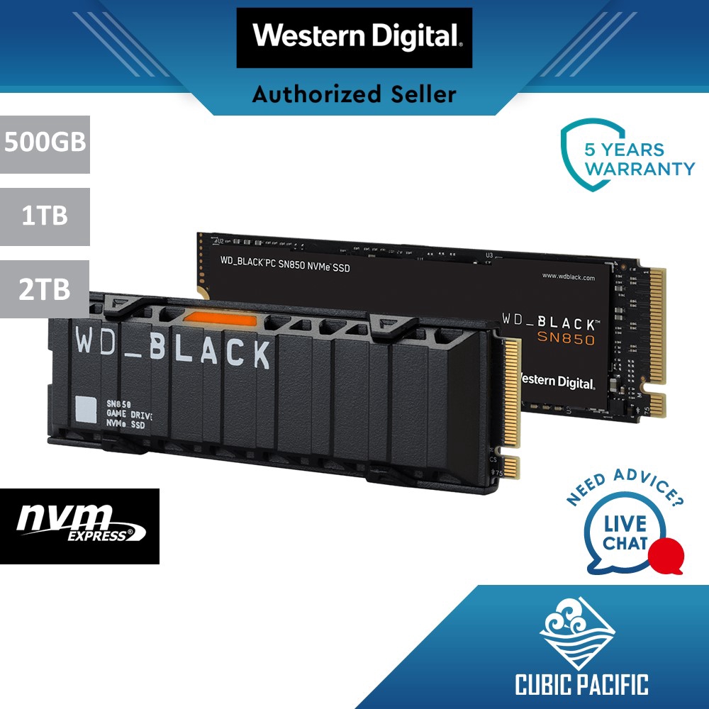 Western Digital Wd Black Sn850 Nvme Ssd Internal Pcie Gen4x4 3d Nand Gaming Ssd Without With Rgb Heatsink 500gb 1tb 2tb Shopee Malaysia