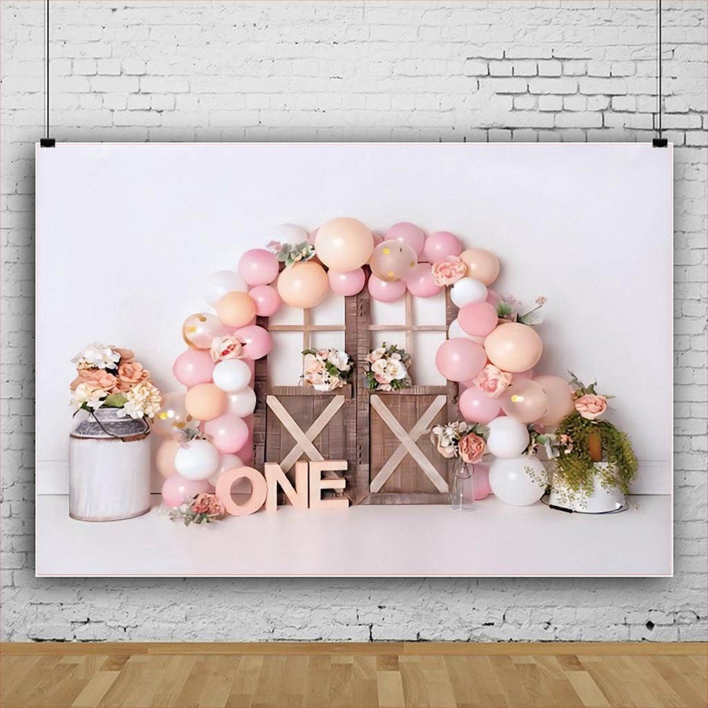 1st Birthday Party Photography Backdrops Pink Balloons Decoration Supplies  First Birthday Wood Photo Studio Backdrop | Shopee Malaysia
