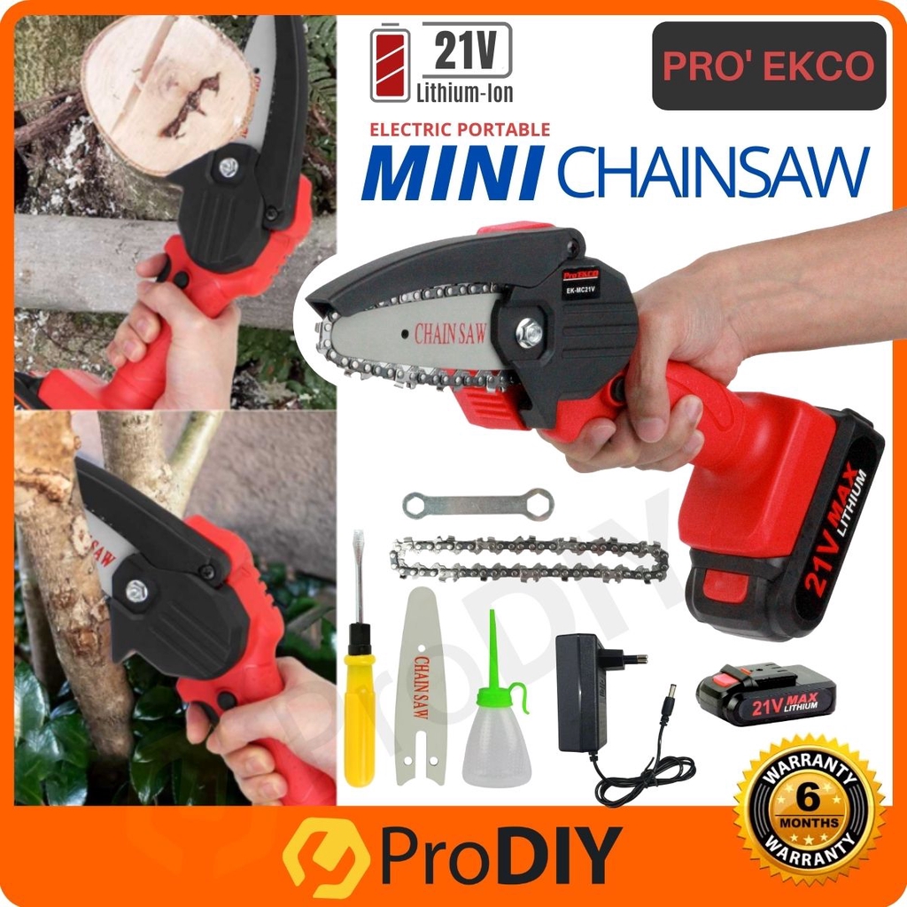 PRO’ EKCO Mini Electric Chainsaw 21V Handheld Rechargeable Cordless