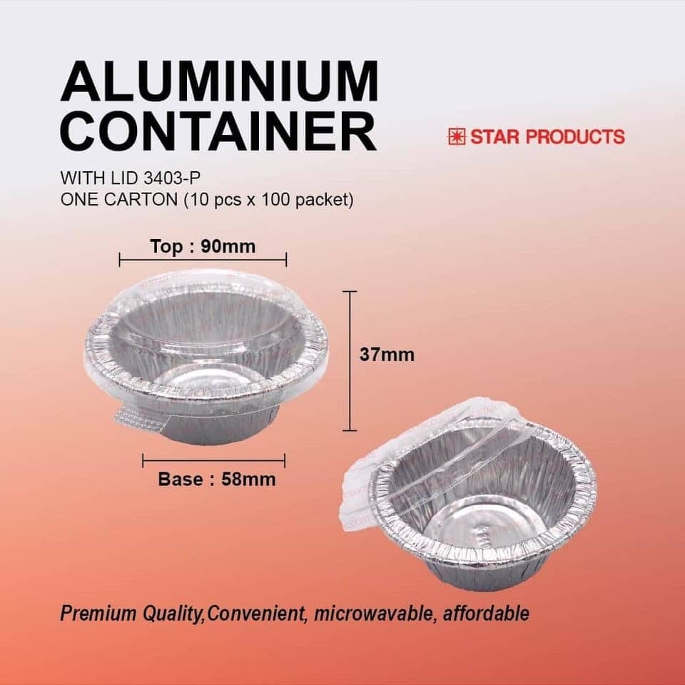 ALUMINIUM TRAY / FOIL TRAY / FOOD TRAY / BUFFET / ALUMINIUM FOOD CONTAINER WITH LID / 3403P