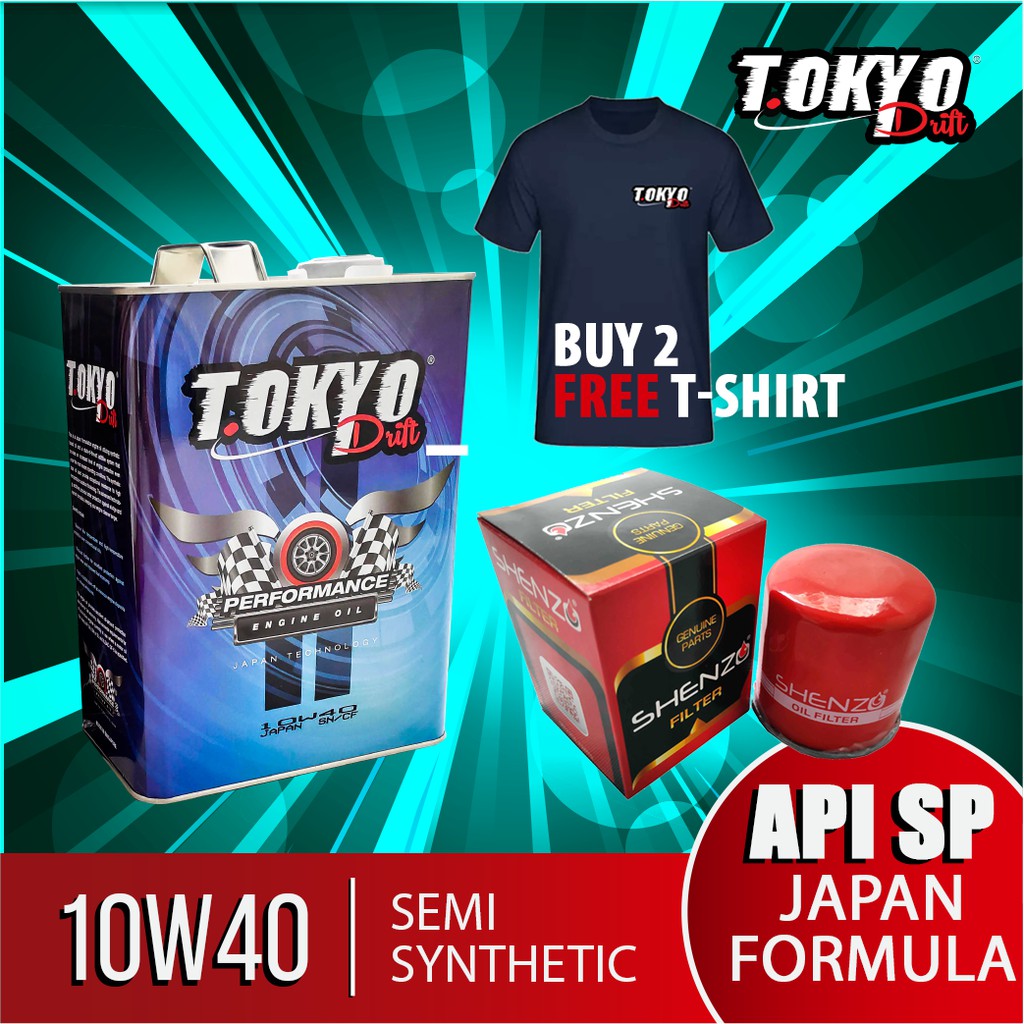 [BUY 2 FREE T-SHIRT] Tokyo Drift 10W40 Engine Oil Semi Synthetic Latest API SP Tokyo Drift High Performance Engine Oil