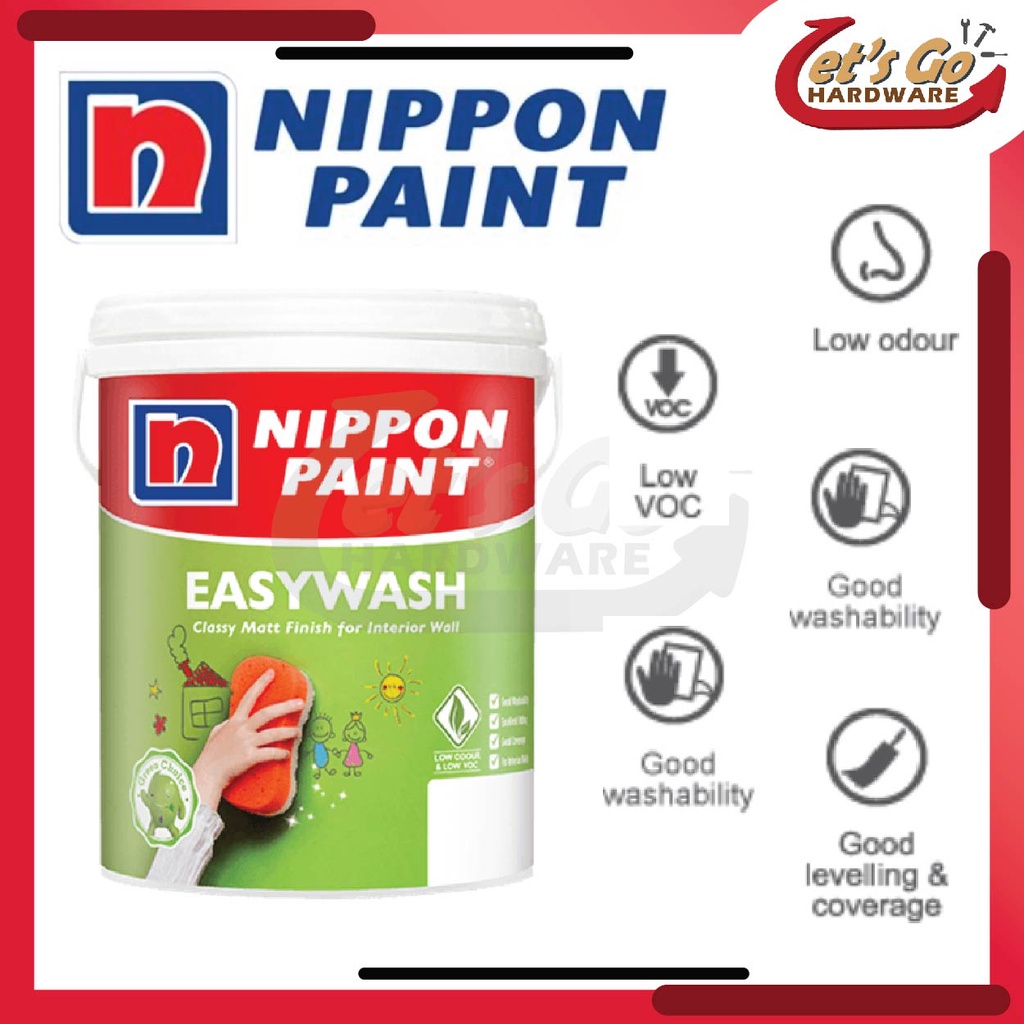 Nippon Paint Easywash 5L interior 145 white -classic | Shopee Malaysia