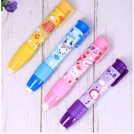 1pcs Automatic Eraser Push type Pen shaped Eraser Clean Wont Leave 