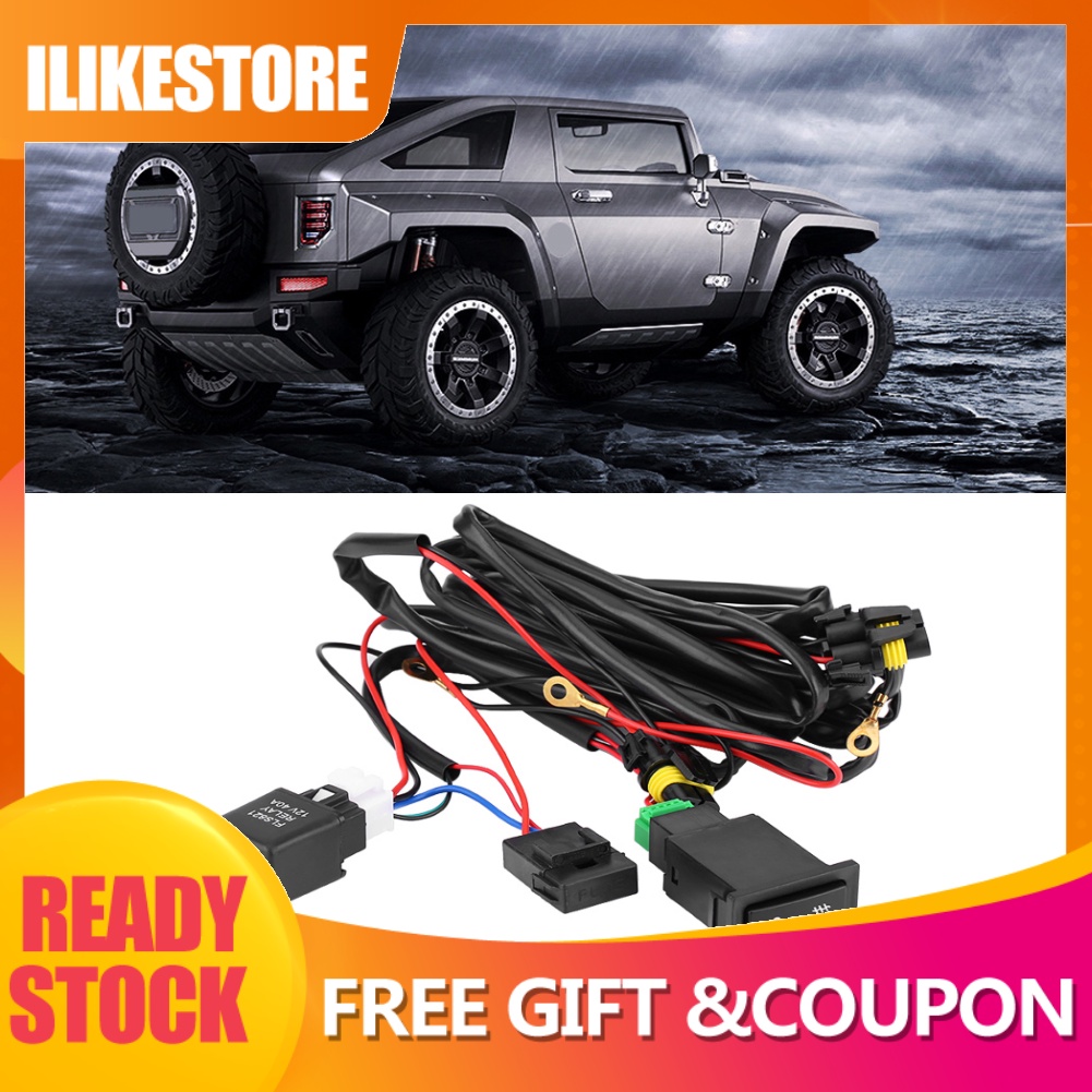 🔥READY🔥12V 40A Car LED Fog Light On/Off Switch Wiring Fuse Relay Kit