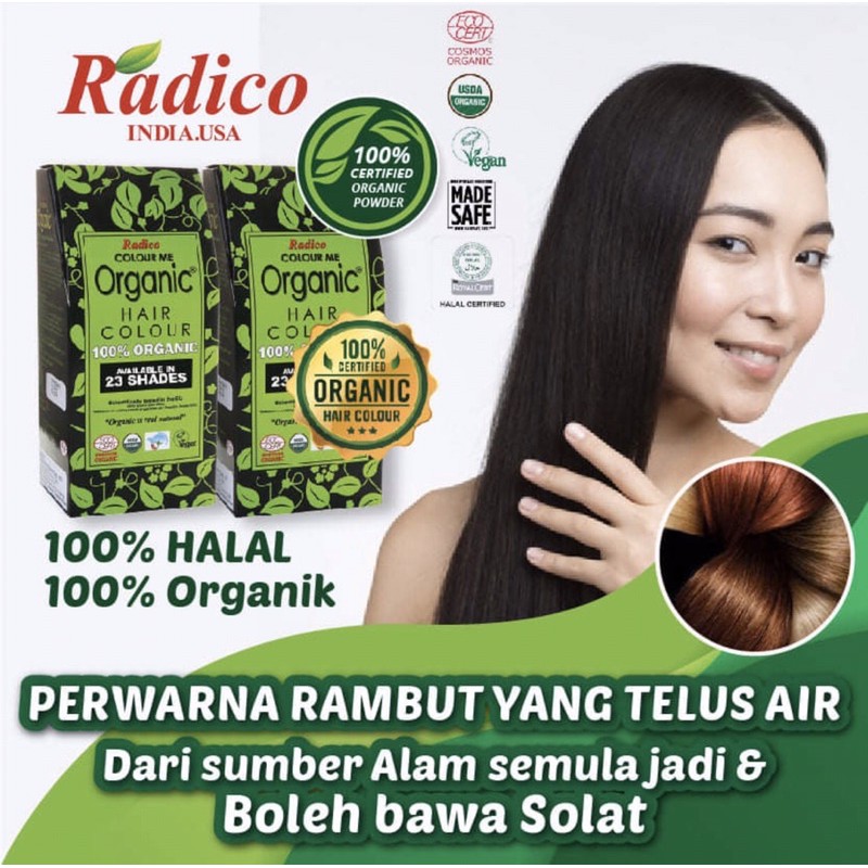 RADICO COLOUR ME ORGANIC 100% CERTIFIED ORGANIC HAIR COLOUR | Shopee  Malaysia