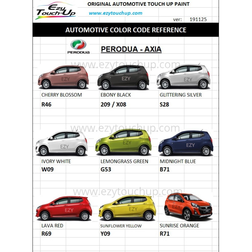 Perodua Axia Original Touch Up Paint Ezy Touch Up Combo Set Touch Up Paint Scratch Removal Calar Kereta Shopee Malaysia