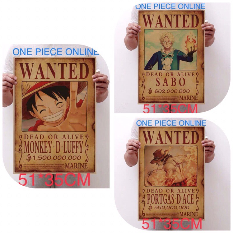 One Piece Wanted Poster Luffy Zoro Sanji Sabo Ace Shanks Chopper Kuma Nami Mugiwara Hot Item Top Sales Dead Or Alive Shopee Malaysia