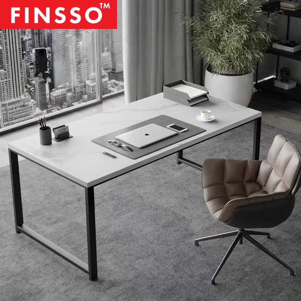 FINSSO: 120CM/140CM/160CM Denver Marble Texture Study Table/ Working Office Table/MEJA