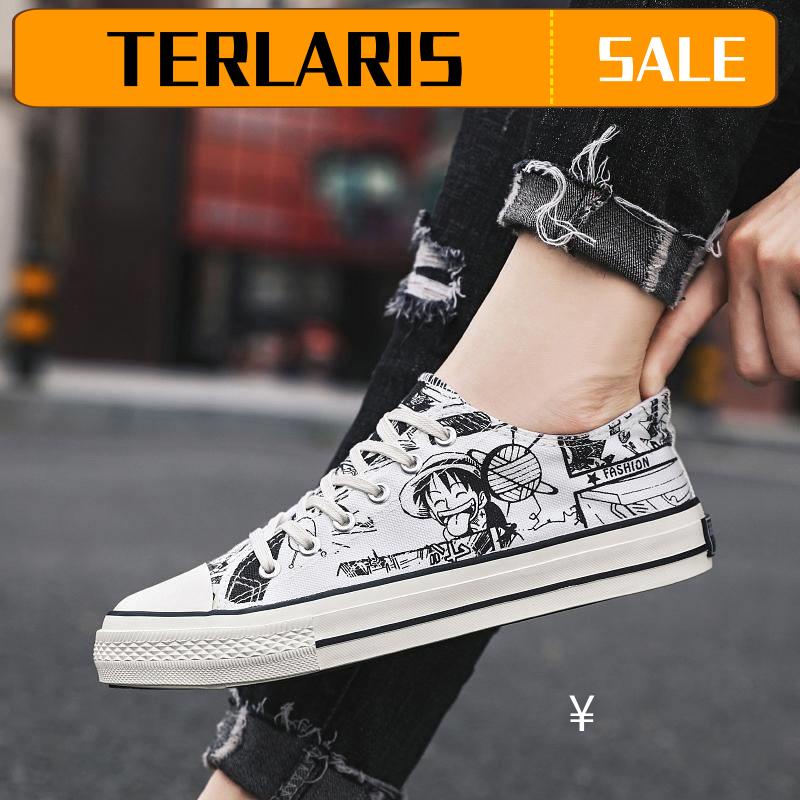 Ready Stock Kasut Sport Lelaki Kasut Jalan Lelaki Jogging One Piece Komik Kanvas Kasut Lelaki Versi Korea Trend Pelajar Liar Rendah Untuk Membantu Kasut Lelaki Boleh Bernafas Tinggi Dan Rendah Untuk Membantu