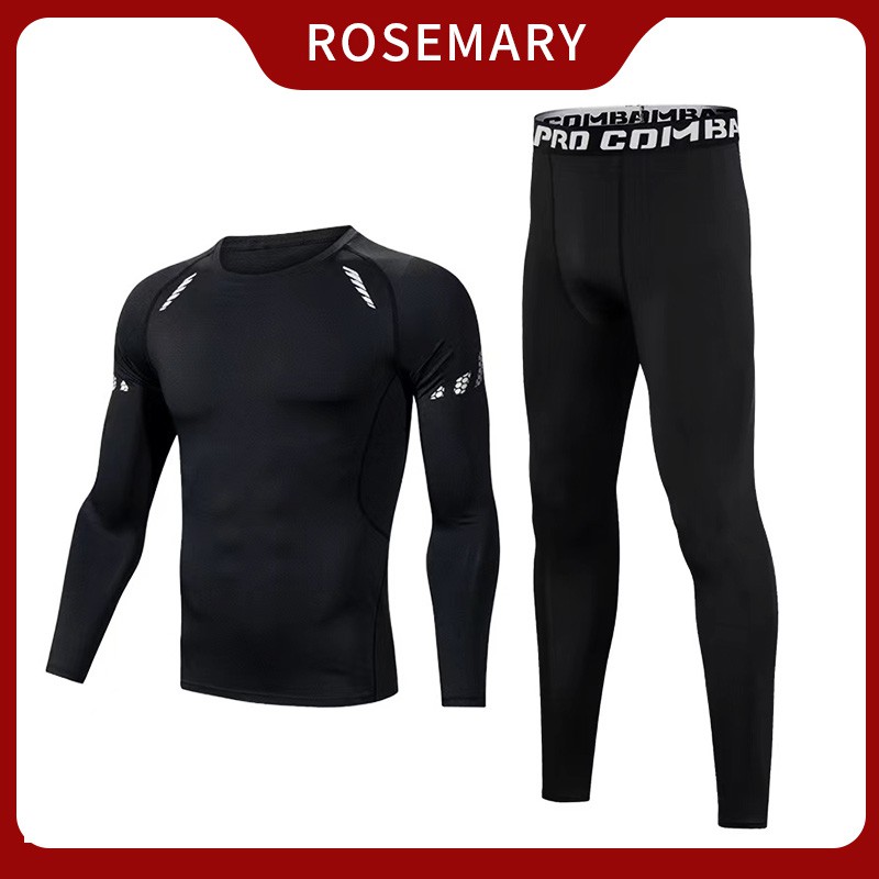 Men Swimming Suit 2 Pieces Long Sleeve Top Pants Sport 