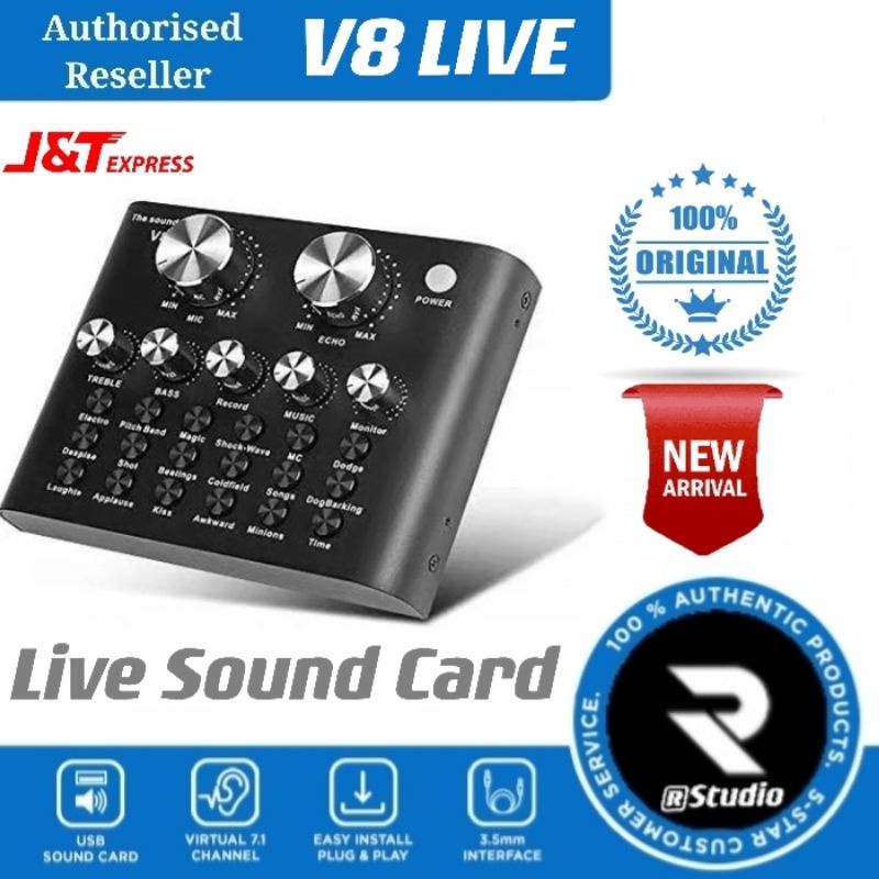V8 PRO Sound Card English Version PC Voice Chat Singing Live Broadcast