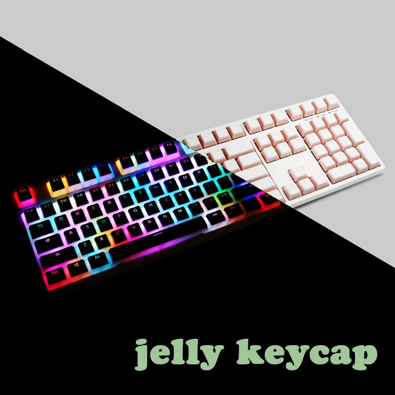 Double Skin Milk Jelly Keycap Black White Pbt Pudding Side Light Lettering Transparent Rgb Mechanical Keyboard Key Cap Mx8 0 Shopee Malaysia