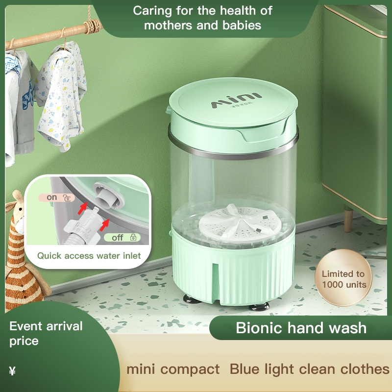 Mini Washing Machine Mesin Basuh Blue Light Sterilization Auto Clothes Washer Clean Dry Portable
