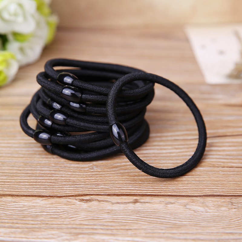 Korean Plain Black Hair Bands | Black Hair Rubber Bands Small High Elastic  Nylon Seamless Hairband | Shopee Malaysia