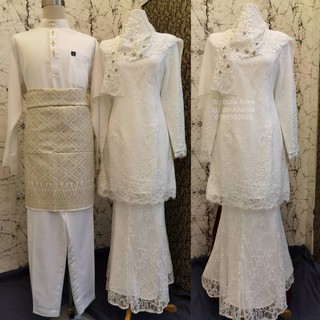  BAJU  KURUNG  MODEN PUTIH  OFF WHITE NIKAH SANDING PENGANTIN 