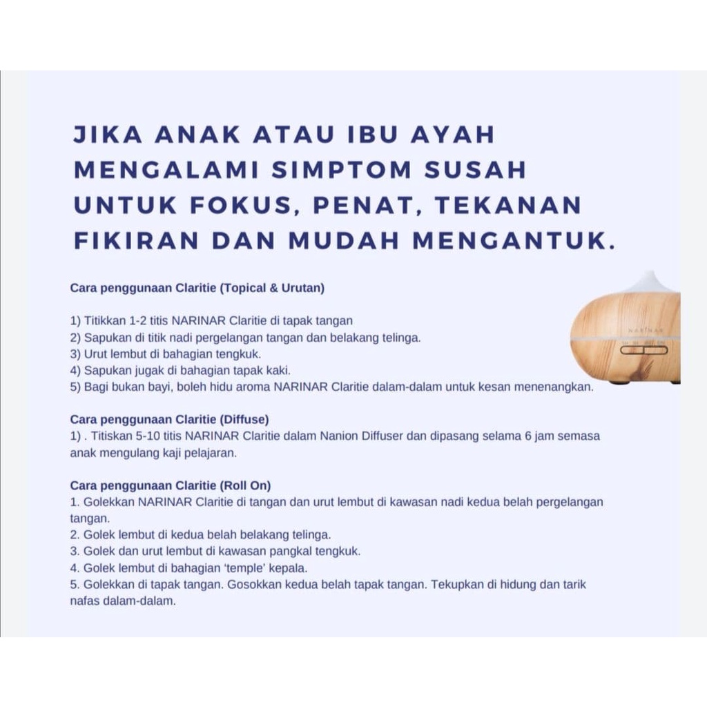 Narinar Claritie Essential Oil 10ml Shopee Malaysia