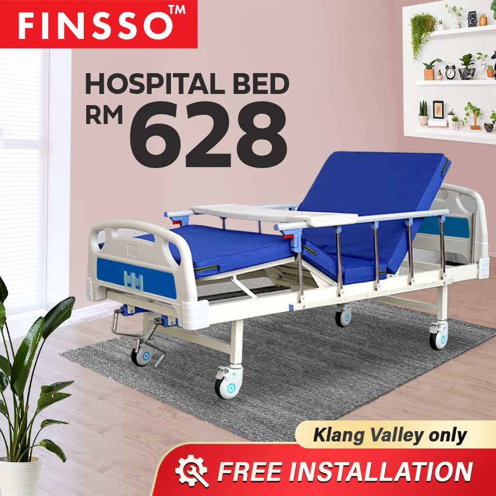 READY STOCK FINSSO: Hospital Bed 2 Function Manual (M15) + Mattress [FREE INSTALLATION]