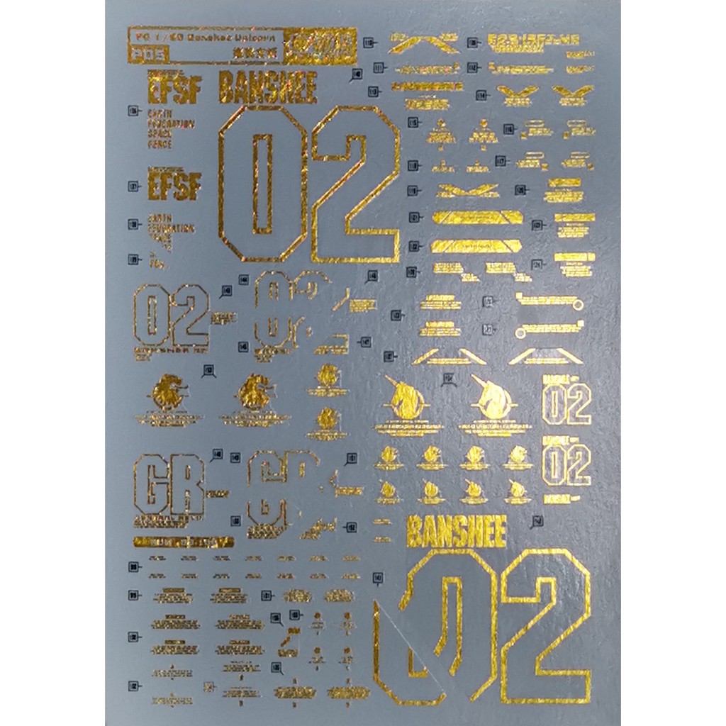 D.L Detail Up Water Slide Decal For PG 1/60 RX-0 Unicorn 02 Banshee Gundam P05 
